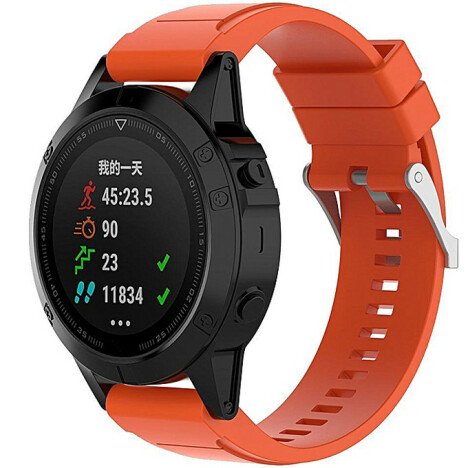 Curea ceas Smartwatch Garmin Fenix 7 / 6 / 5 Plus / 5, 22 mm Silicon iUni Orange